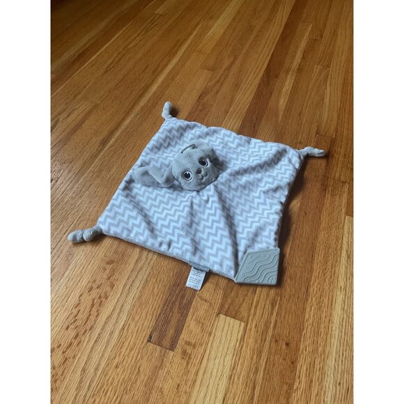 BooginHead Baby Security Blanket Lovey With Teether & Plush Bunny Ears Gray Chev - Picture 1 of 5